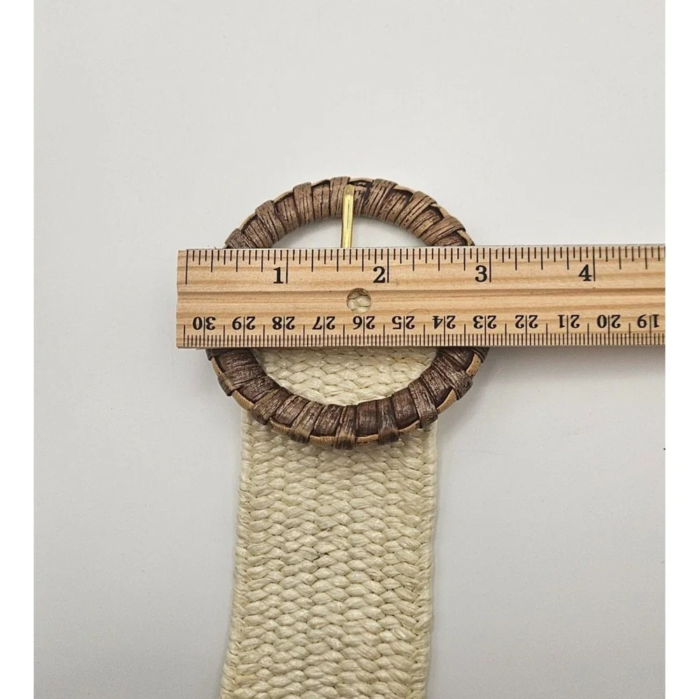 Wrap Belt Woven Raffia Vintage Ivory 55in Wrapped Round Buckle Boho Chic